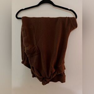 Brown Waffle Knit Joggers